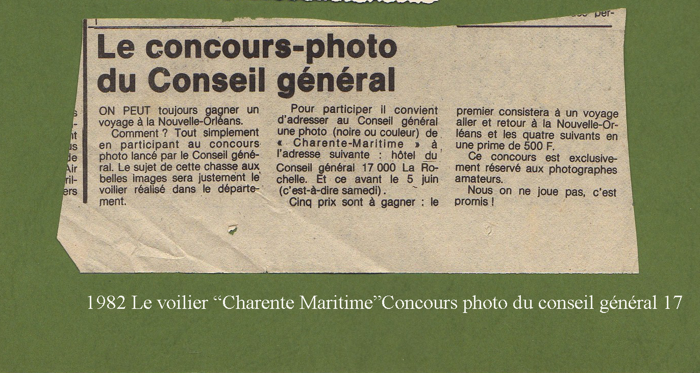 9 1982 le voilier charente maritime concours photo du conseil general 17
