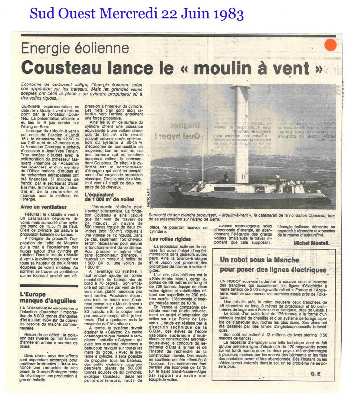 Cousteau moulin a vent 22 juin 1983 txt