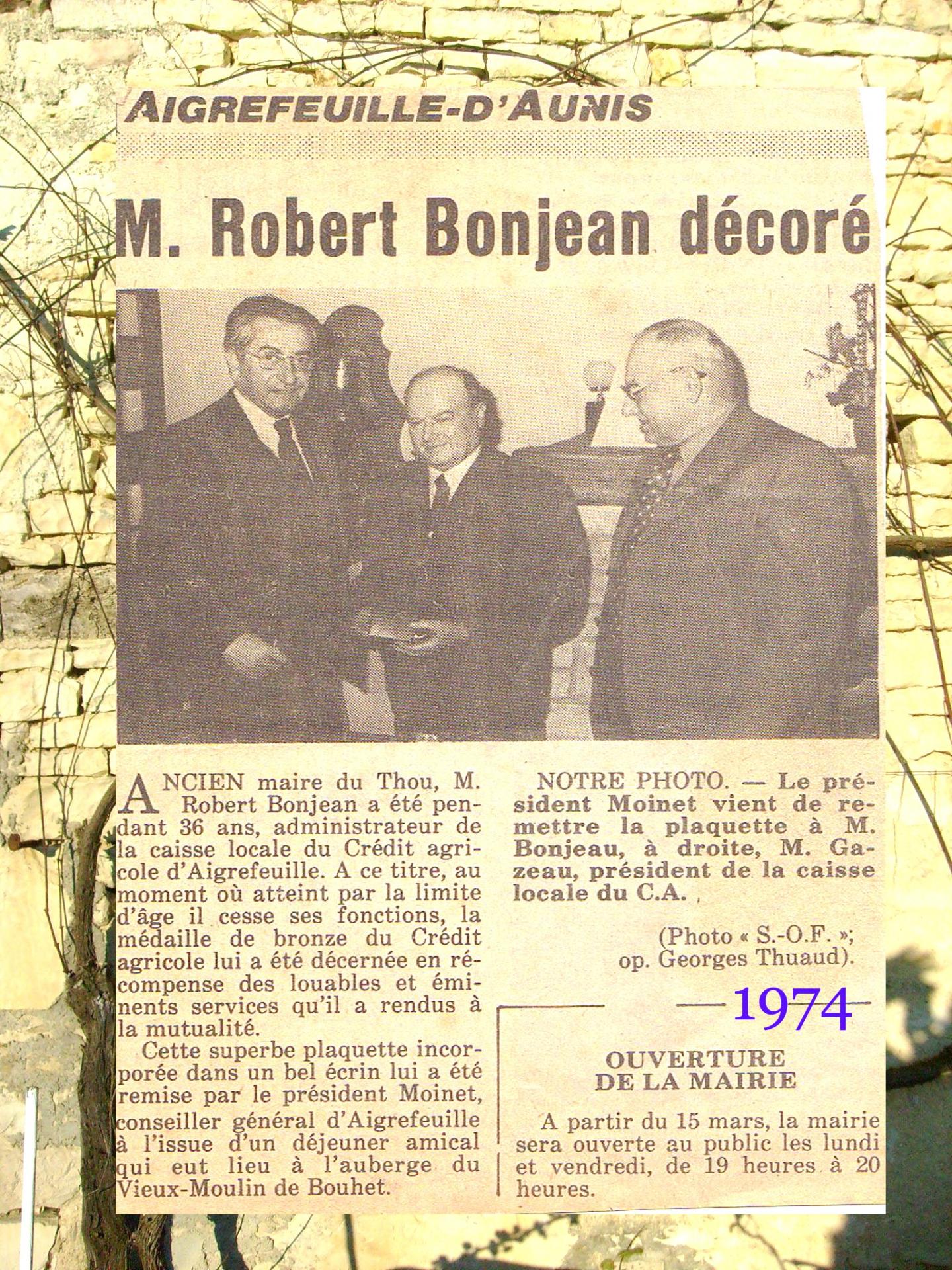 Robert bonjean medaille ca 1974