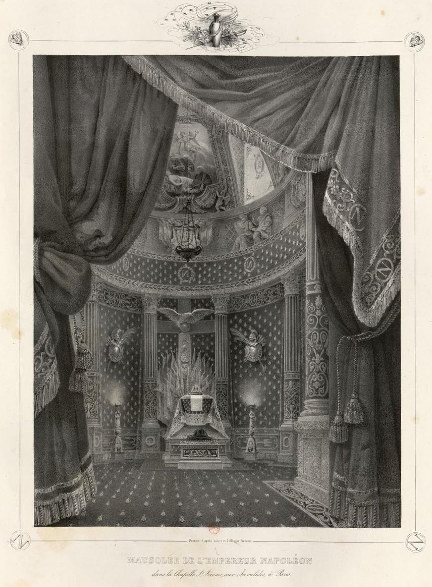 Lithographie d epoque representant le mausolee de la chapelle saint jerome